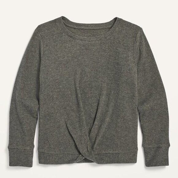 Old Navy Girl's Size XL (14-16) Gray Cozy Twist-Front Rib-Knit Top - Picture 1 of 7